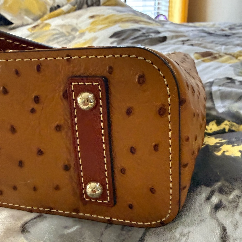 Dooney & Bourke Brown Ostrich-Embossed Tote - Picture 13 of 14